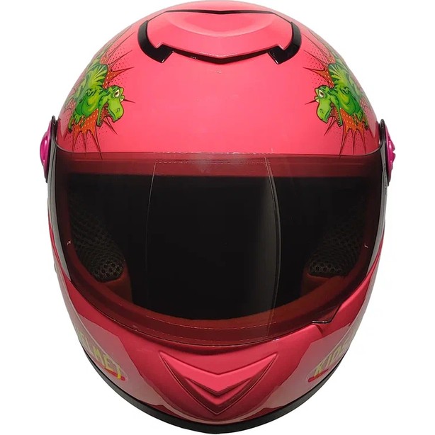 Ebakbak Motosiklet ve Bisiklet Çocuk Kaskı Full Face Pp Material Abs Çocuk Kask Dino Pembe