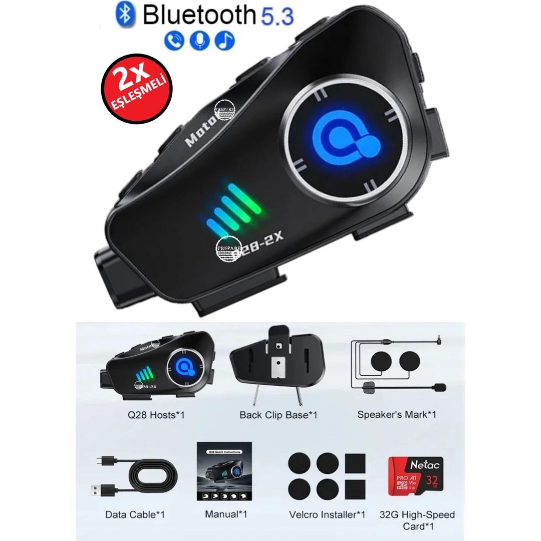 Prepare 500 mt Intercom 1080P Kamera Kayıt Özellikli Q-28-P 2 Eşleşmeli 32GB Hafıza Kartı Hediyeli Wireless