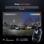 70MAI Dash Cam Omni X800-2 Ultra Hd 4K Çözünürlük Araç Kamerası , 360° Dönebilen 4K Araç Kamerası,çift 4K Ön ve Arka Kamera RC14 ve 128 GB Sd Kart,süper Algılama Adas,aı Hareket Algılama 2.0 Siyah - Görsel 7